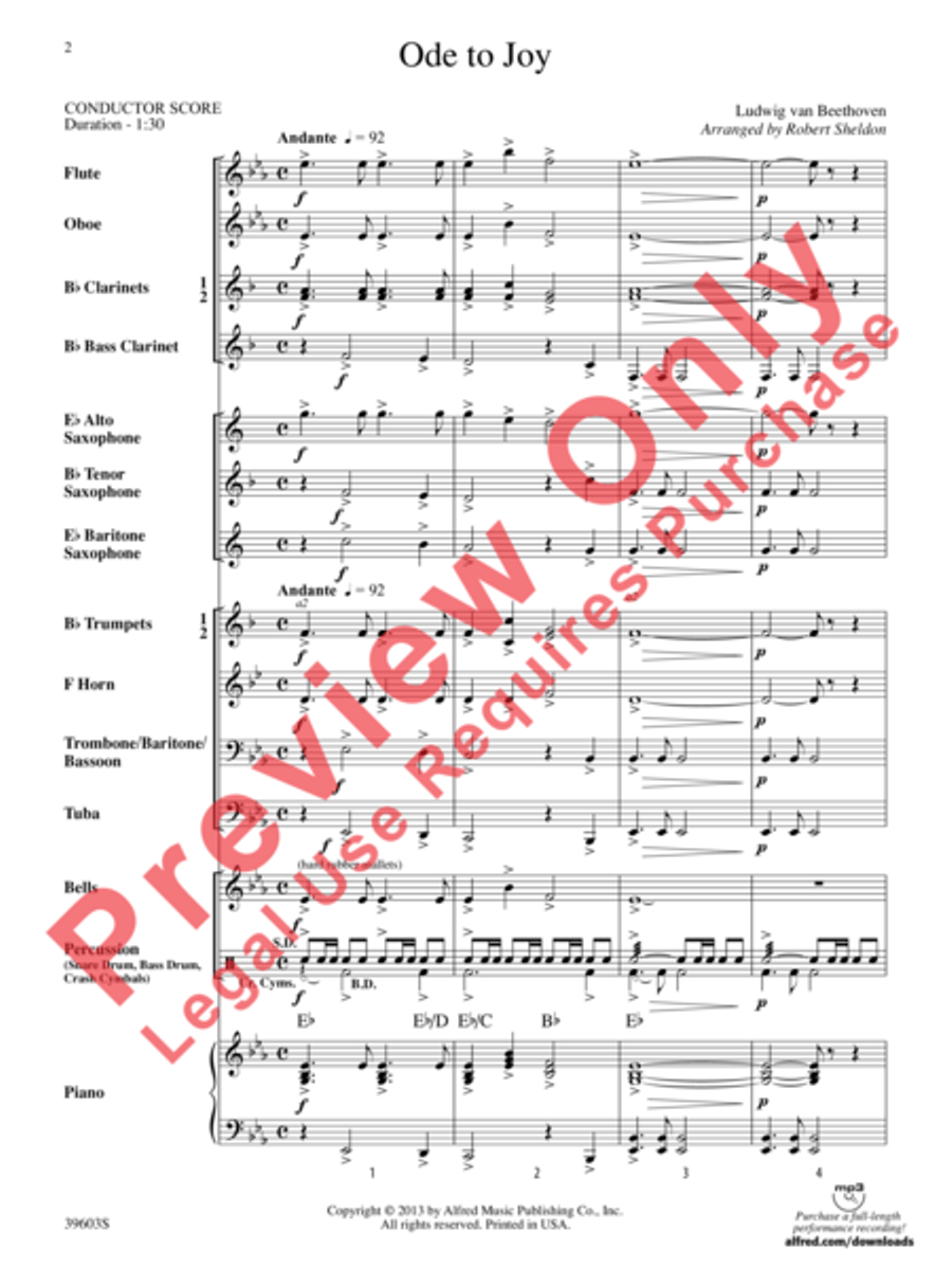 Ode to Joy Concert Band scores gallery preview page 3