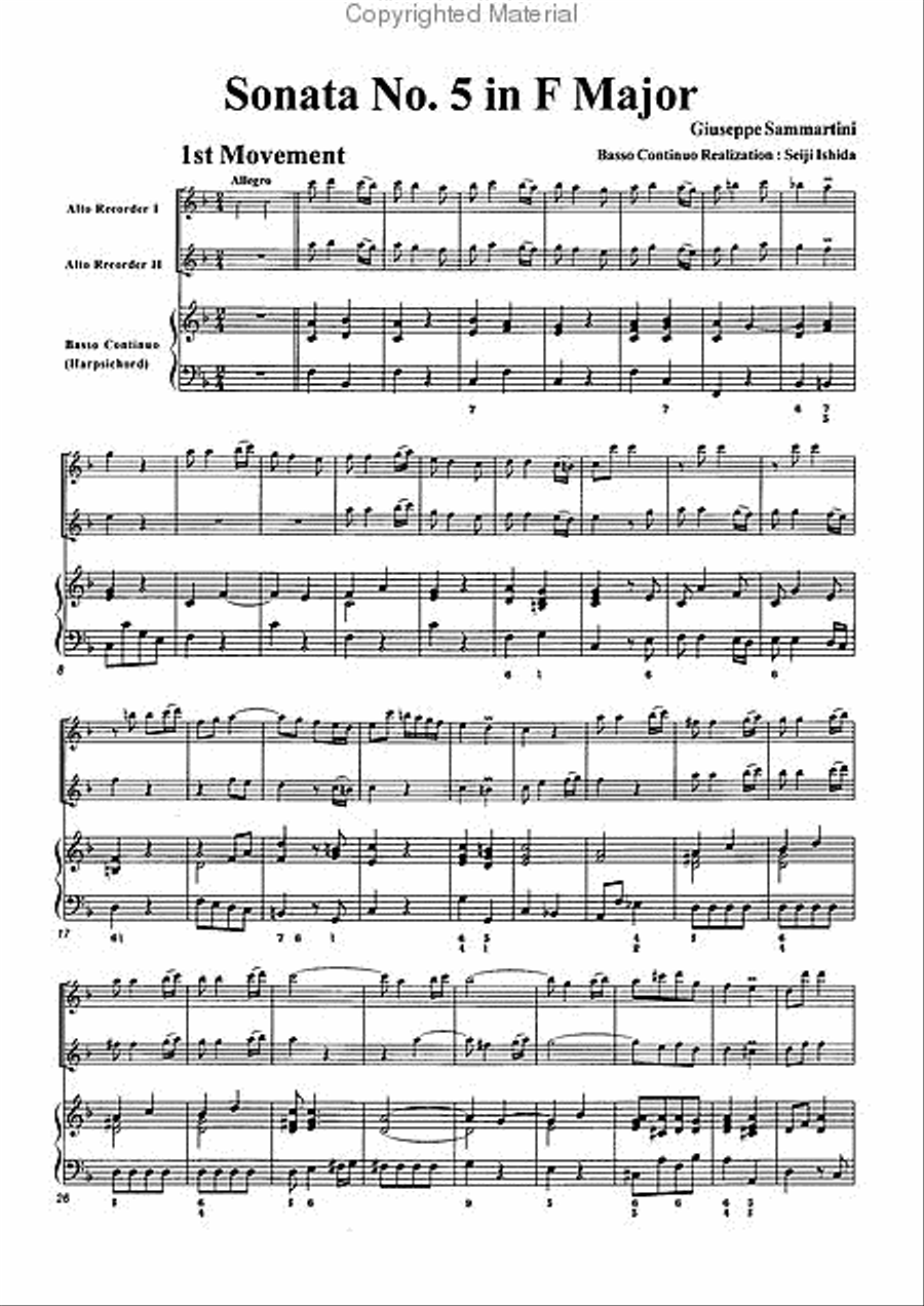 Sonata No. 5 in F Major Alto Recorder scores gallery preview page 3