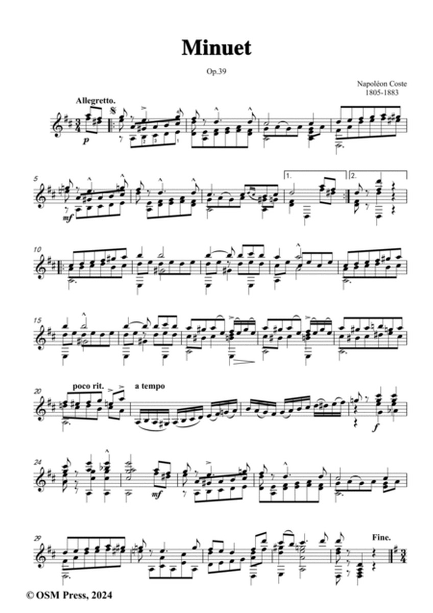 Coste-Minuet,in D Major,Op.39,for Guitar image number null