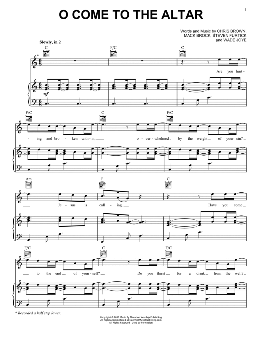 O Come To The Altar Piano, Vocal, Guitar scores gallery preview page 1
