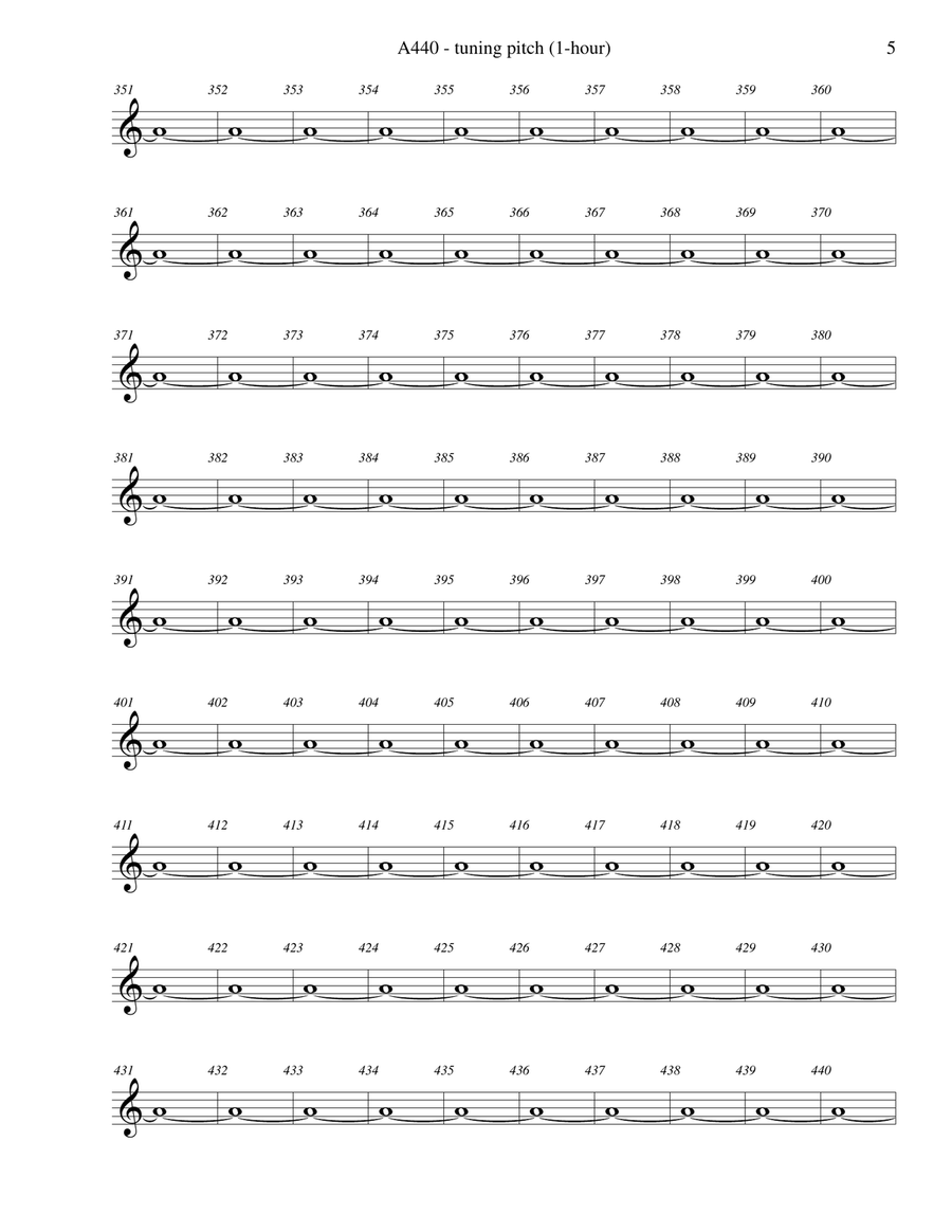 A440 - tuning pitch (1-hour) - score in C for flexible instrumentation image number null