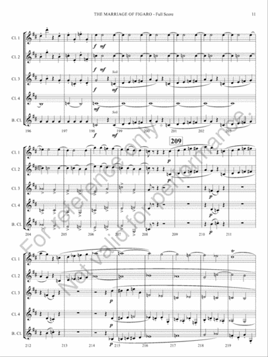 The Marriage Of Figaro The Marriage Of Figaro Clarinet Quintet scores gallery preview page 13