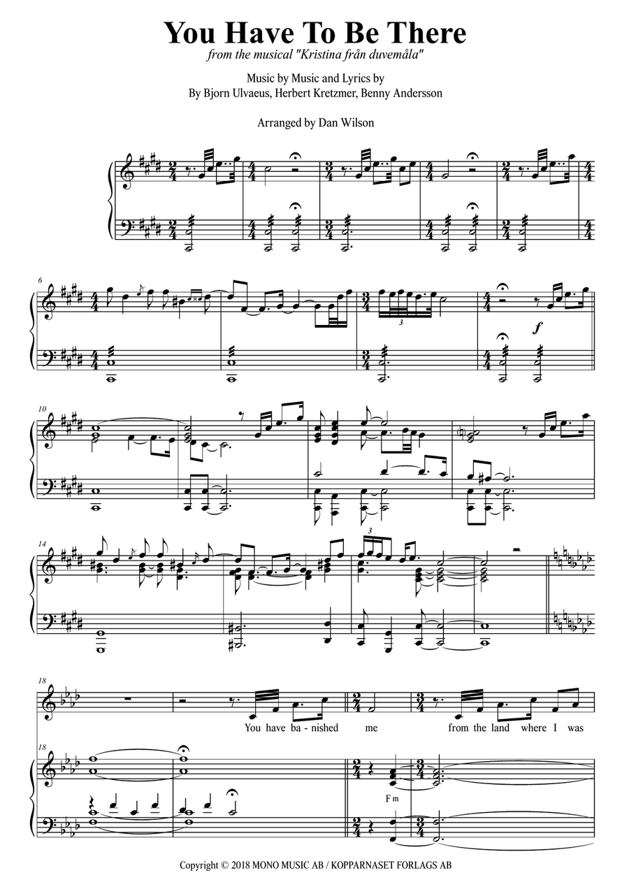 You Have To Be There Piano, Vocal scores gallery preview page 1