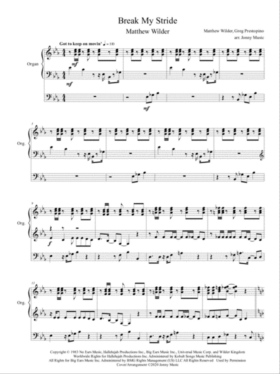 Break My Stride Organ Solo scores gallery preview page 2