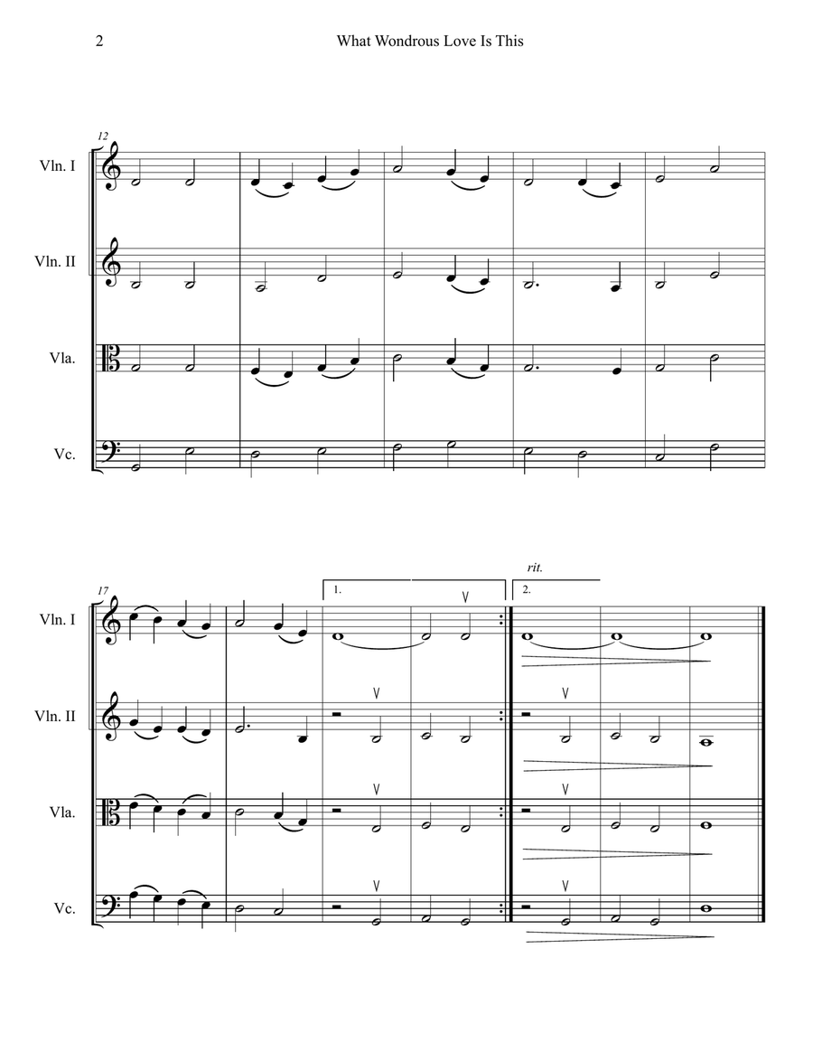 What Wondrous Love Is This (String Quartet) String Quartet scores gallery preview page 2