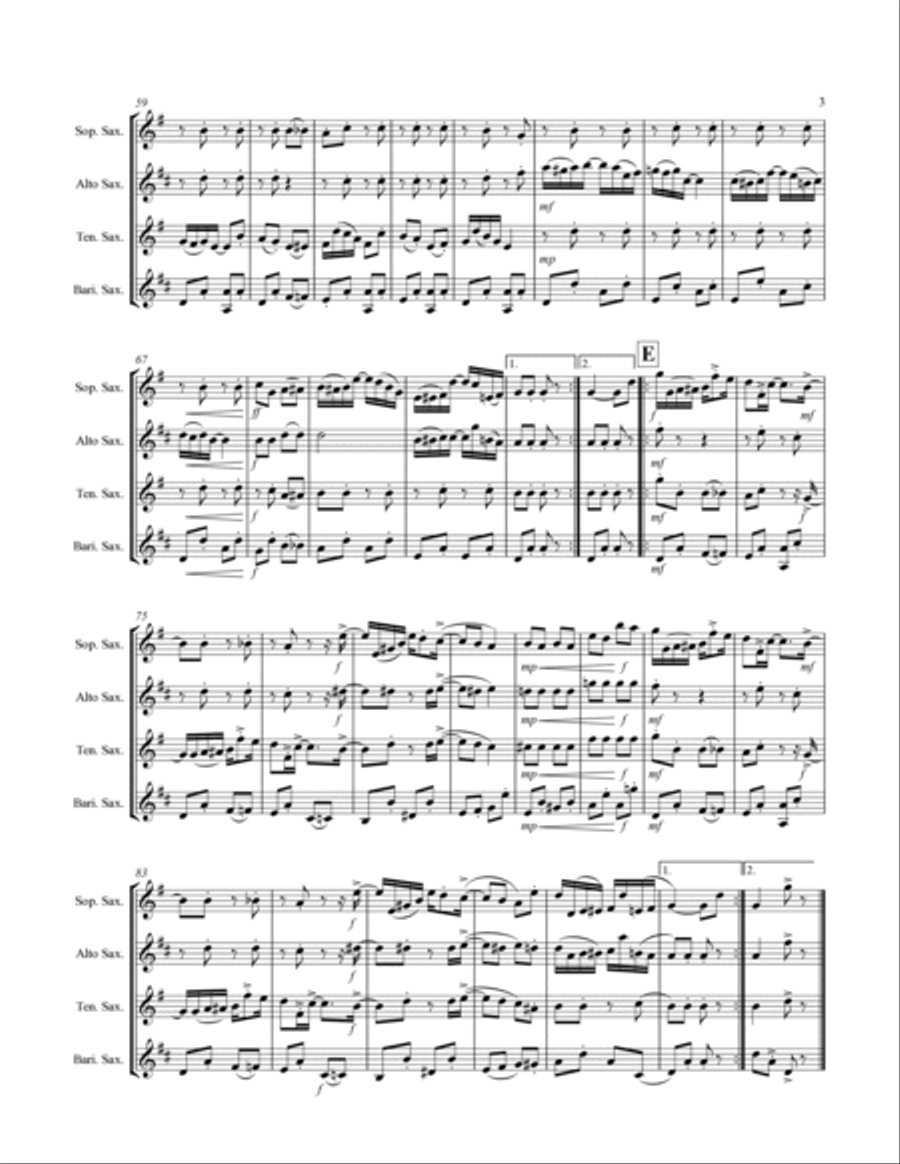 Joplin - “Something Doing” (for Saxophone Quartet SATB) Joplin - “Something Doing” (for Saxophone Quartet SATB) Saxophone Quartet scores gallery preview page 4