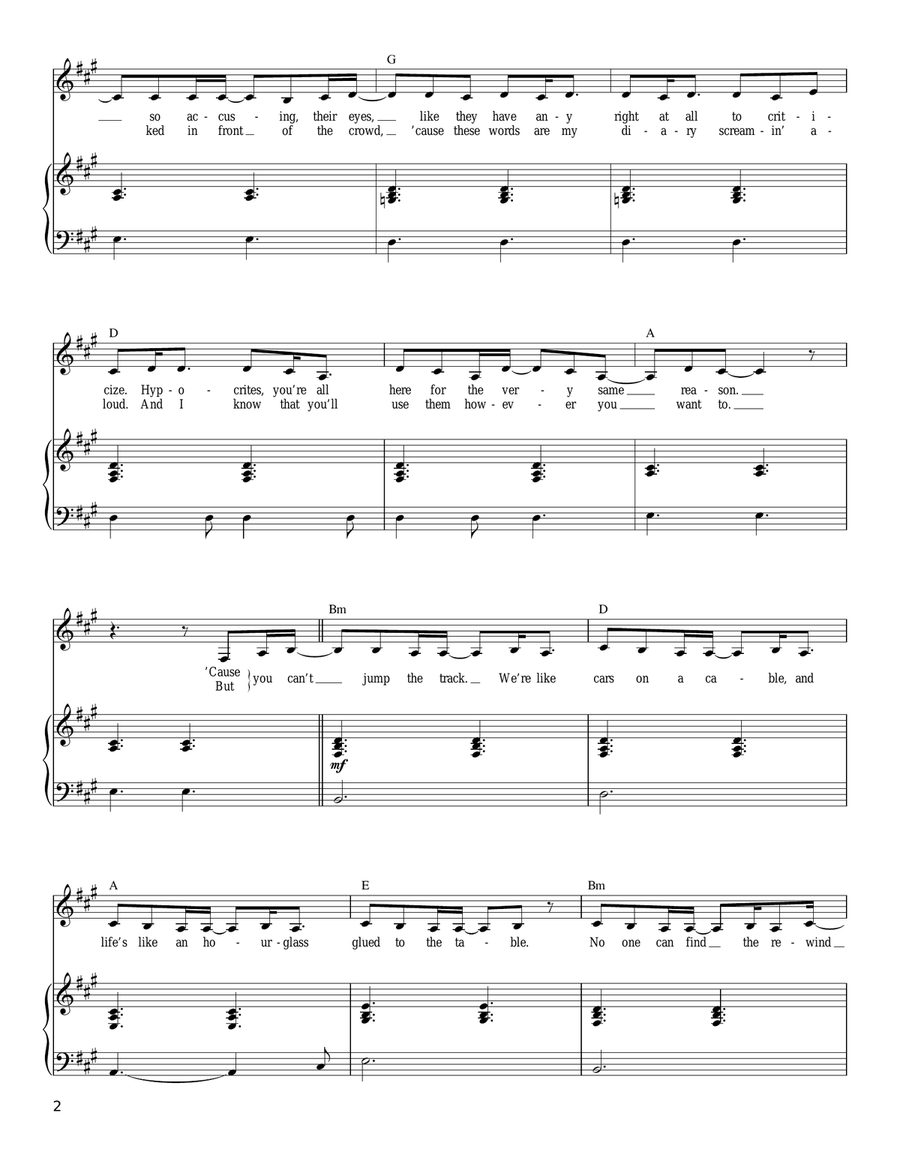 Breathe (2 AM) Piano, Vocal, Guitar scores gallery preview page 2