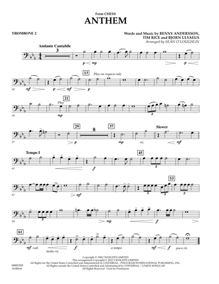 Anthem (from Chess) - Trombone 2