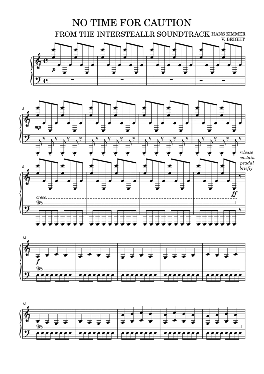 No Time For Caution Piano Solo scores gallery preview page 1