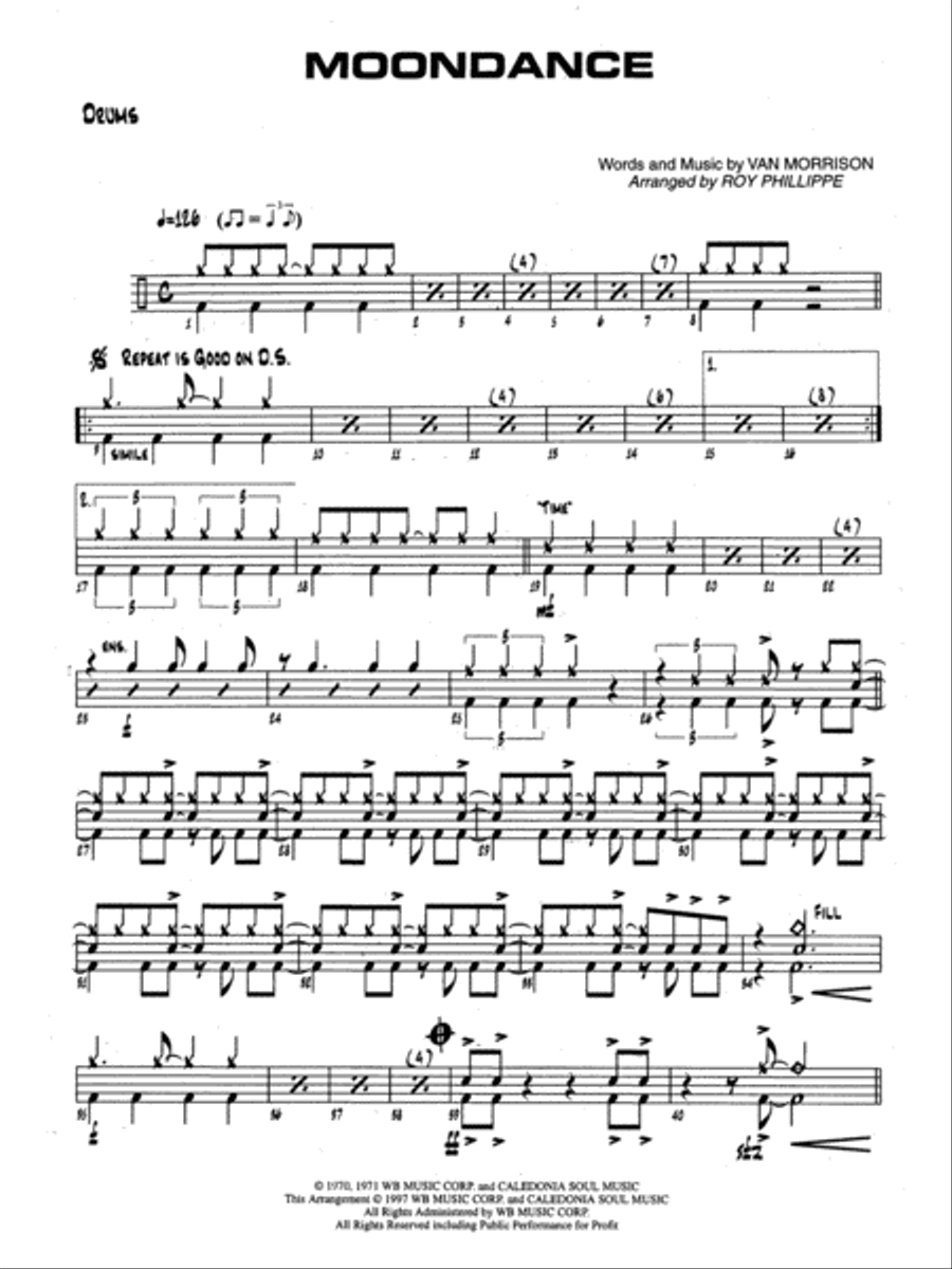 Moondance: Drums Moondance: Drums Jazz Ensemble scores gallery preview page 1