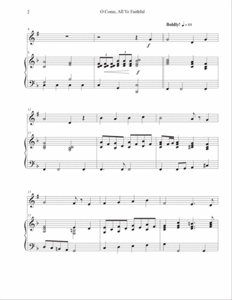 O Come, All Ye Faithful (Trumpet-Piano) Trumpet Solo scores gallery preview page 2