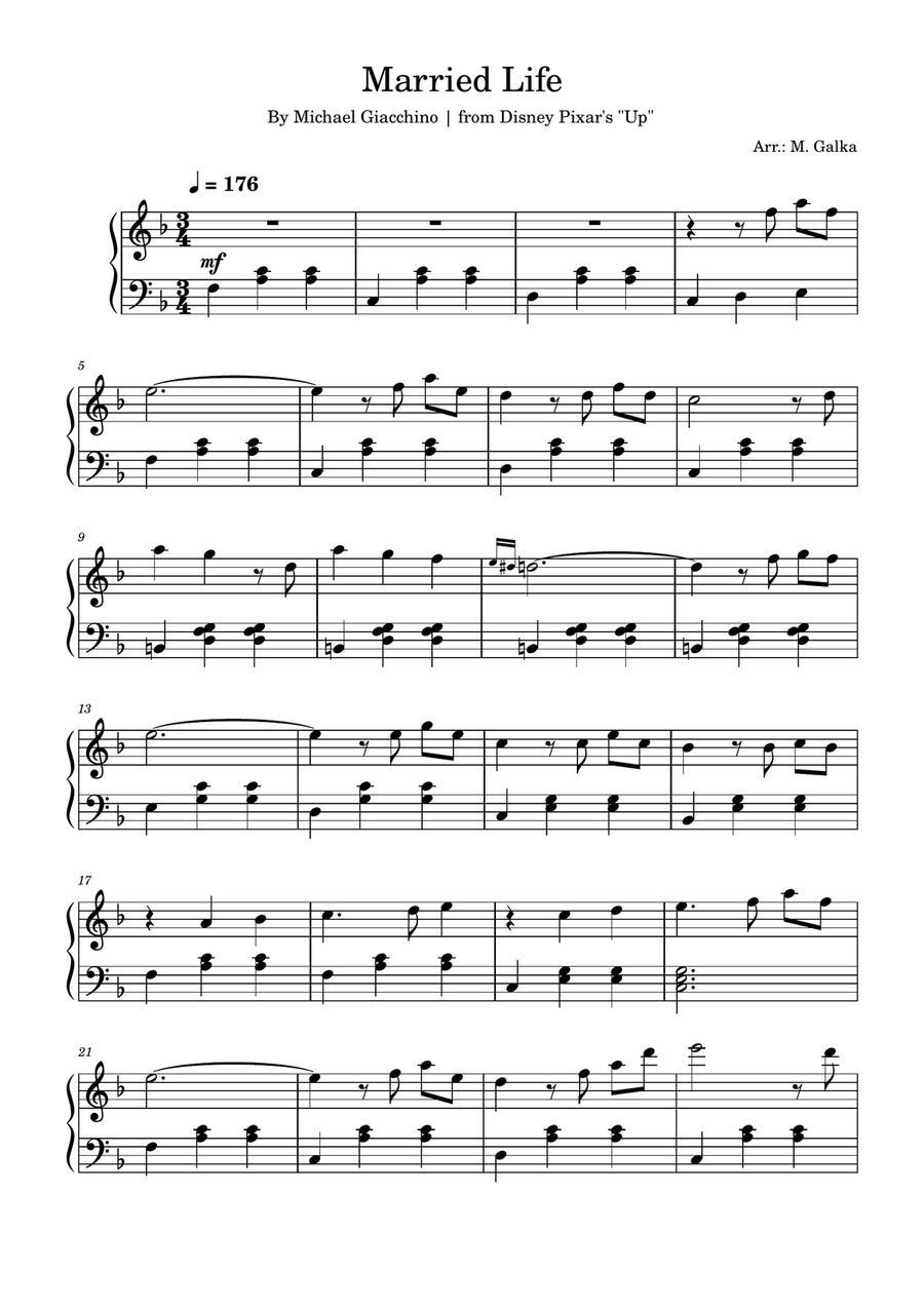Married Life Piano Solo scores gallery preview page 1