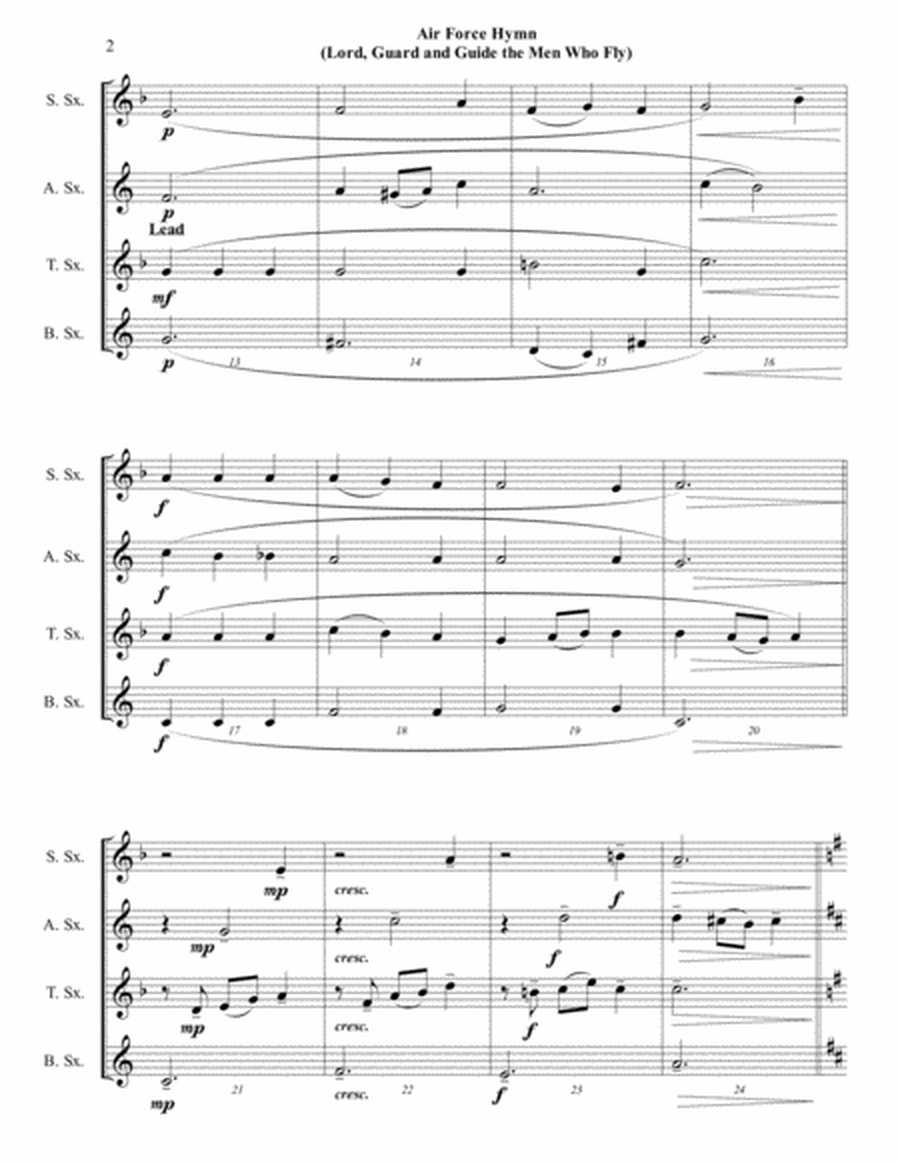 Air Force Hymn ("Lord, Guard and Guide") - Sax Quartet (SATB / AATB) - Intermediate image number null