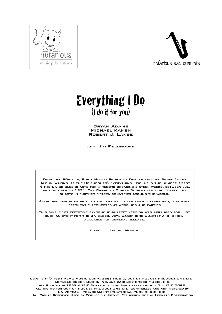 (Everything I Do) I Do It For You Saxophone Quartet scores gallery preview page 1