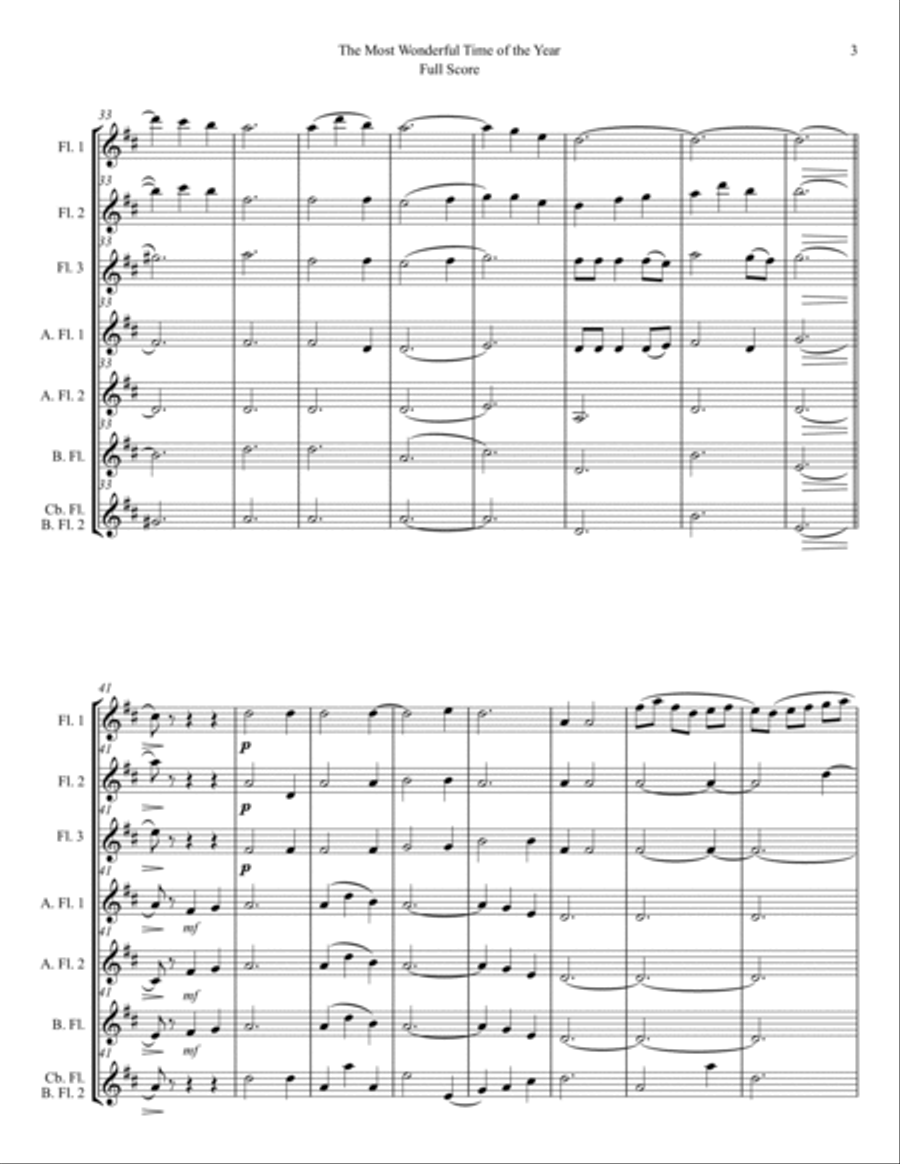 The Most Wonderful Time Of The Year Flute Choir scores gallery preview page 3