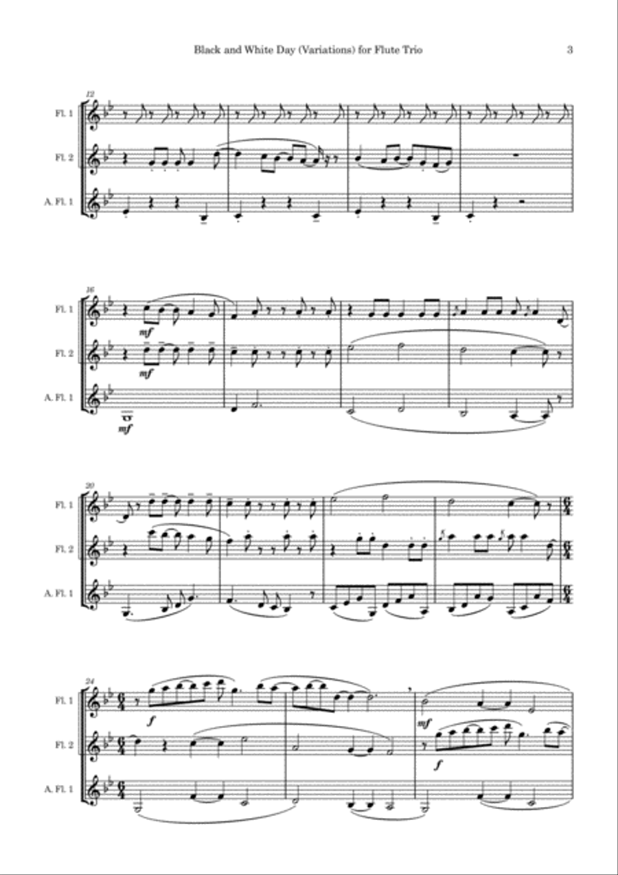 Black and White Variations for Flute Trio Flute Trio scores gallery preview page 3
