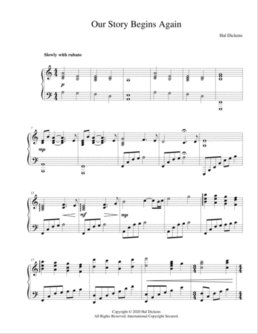Our Story Begins Again Our Story Begins Again Piano Solo scores gallery preview page 1