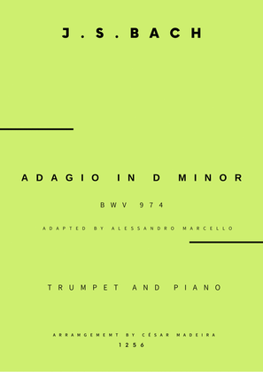 Book cover for Adagio (BWV 974) - Bb Trumpet and Piano (Full Score and Parts)