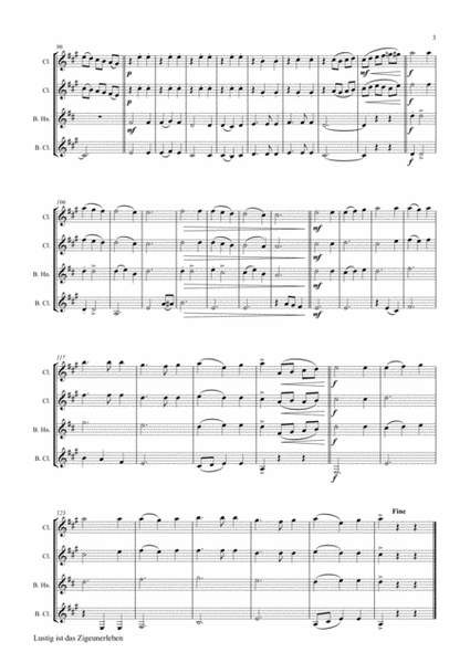 Lustig ist das Zigeunerleben - German Folk Song - Oktoberfest - Clarinet Quartet image number null