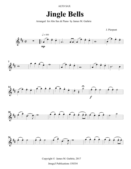 Jingle Bells for Alto Sax & Piano image number null