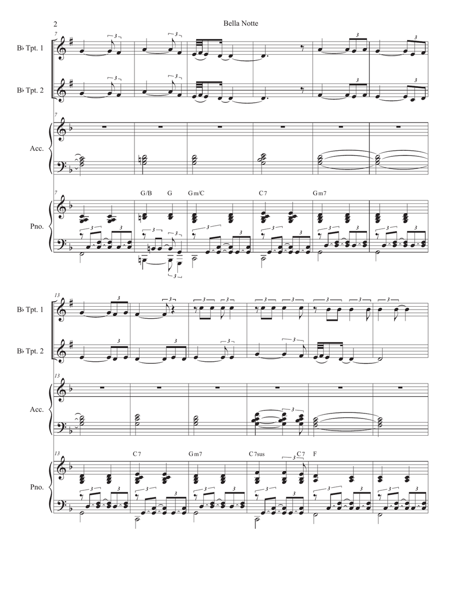 Bella Notte Trumpet Duet scores gallery preview page 2