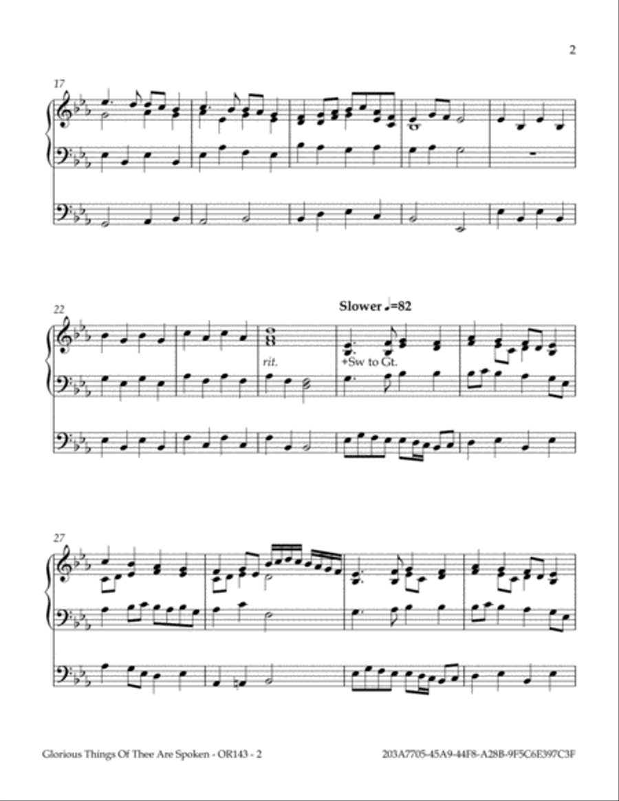 Glorious Things Of Thee Are Spoken Organ Solo scores gallery preview page 3