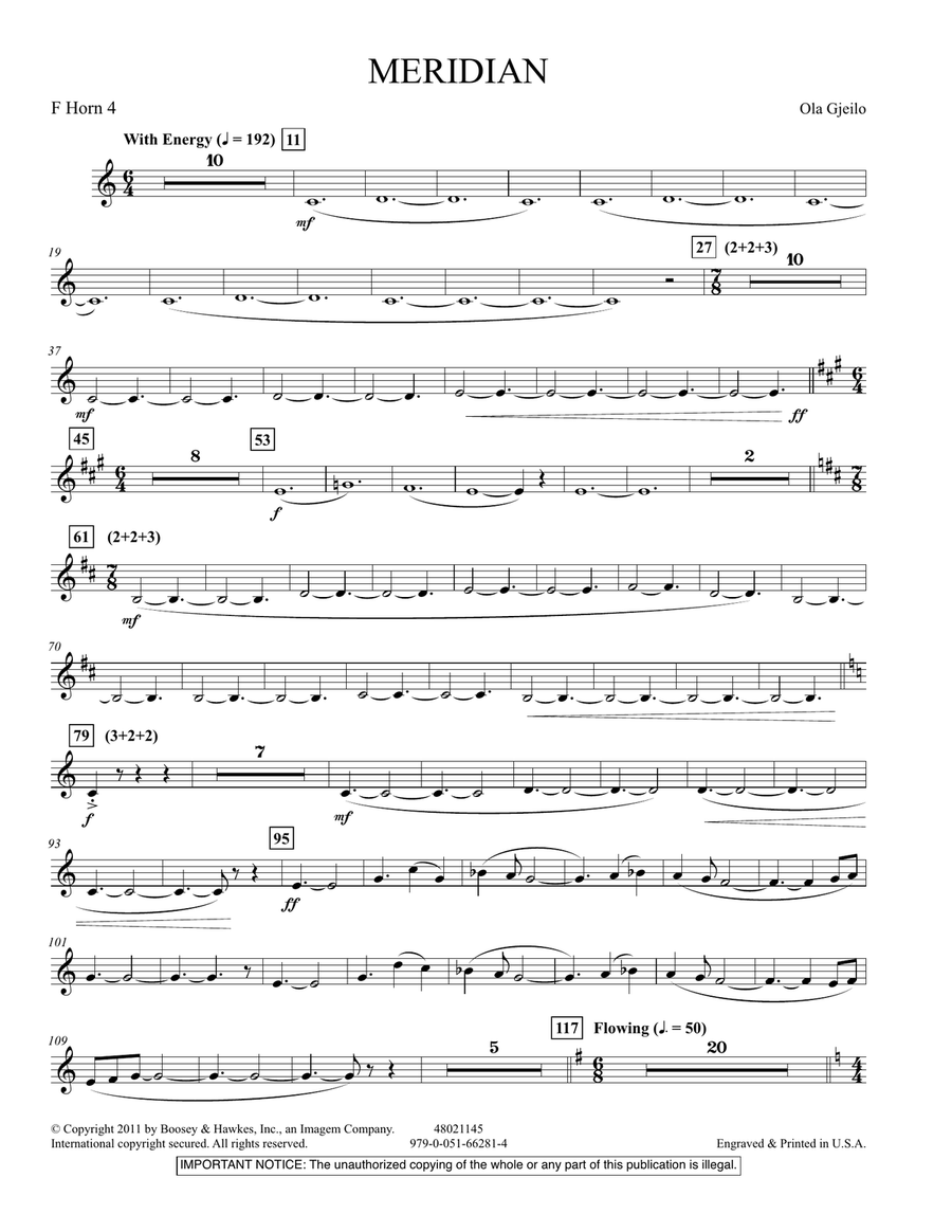 Meridian - F Horn 4 Concert Band scores gallery preview page 1