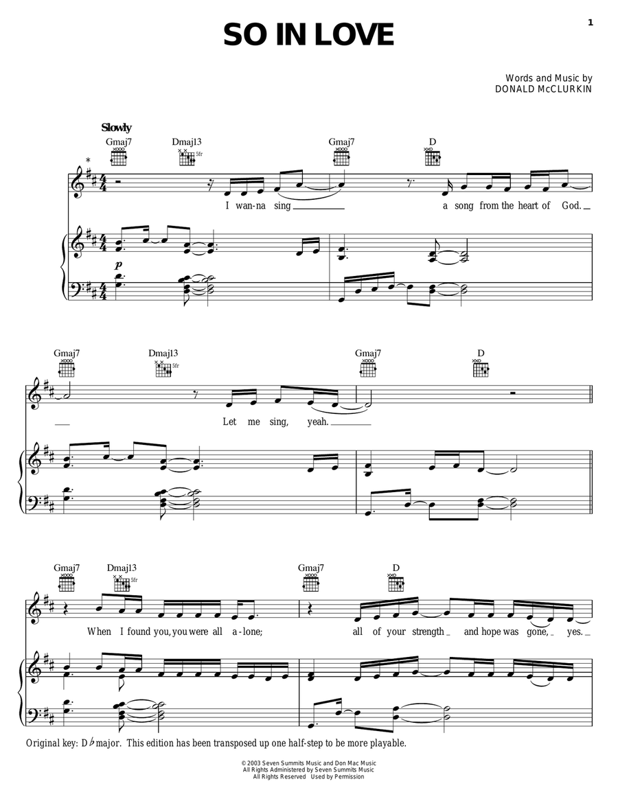 So In Love Piano, Vocal, Guitar scores gallery preview page 1