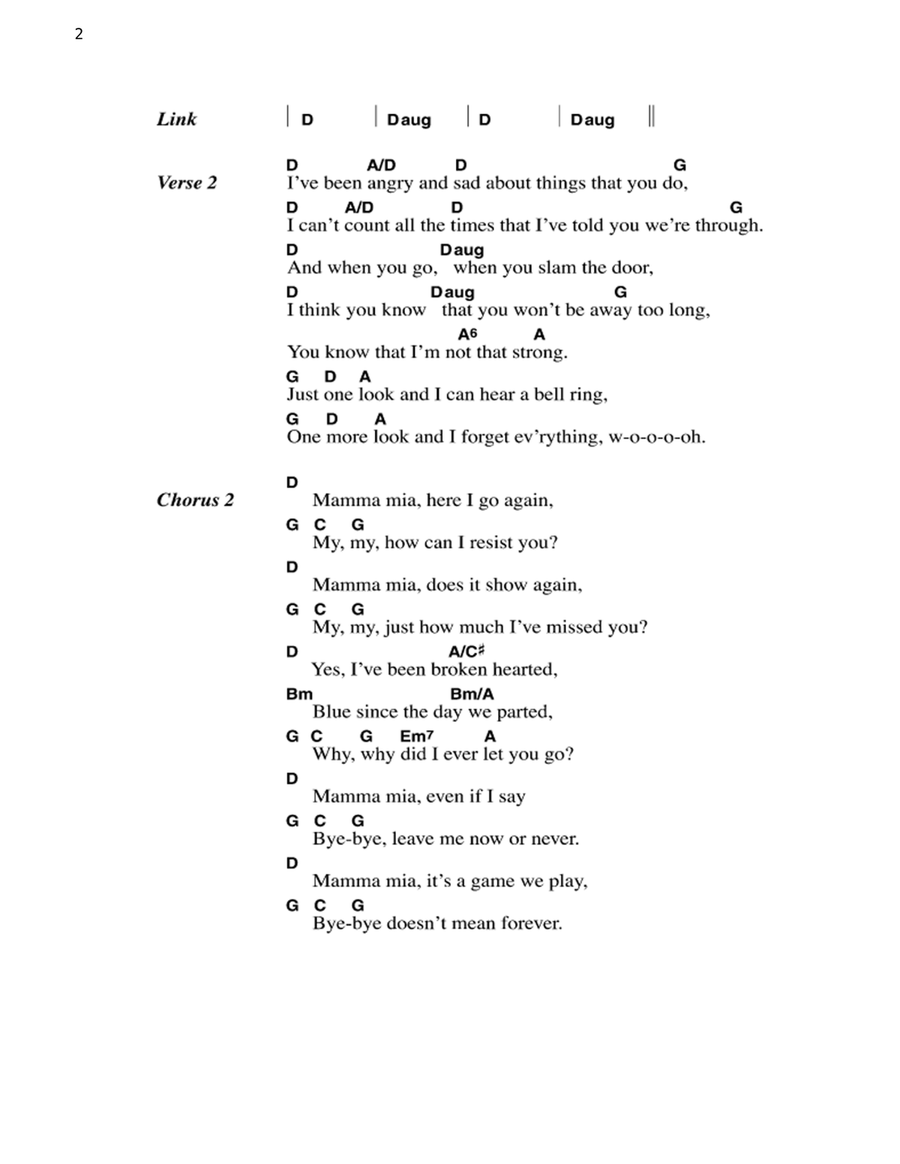 Mamma Mia Acoustic Guitar scores gallery preview page 2