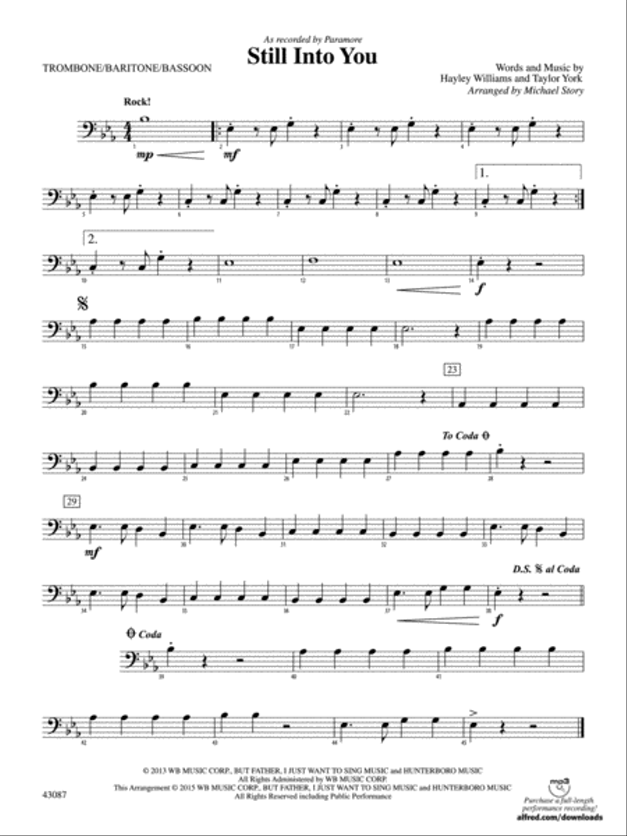 Still Into You: 1st Trombone Concert Band scores gallery preview page 1