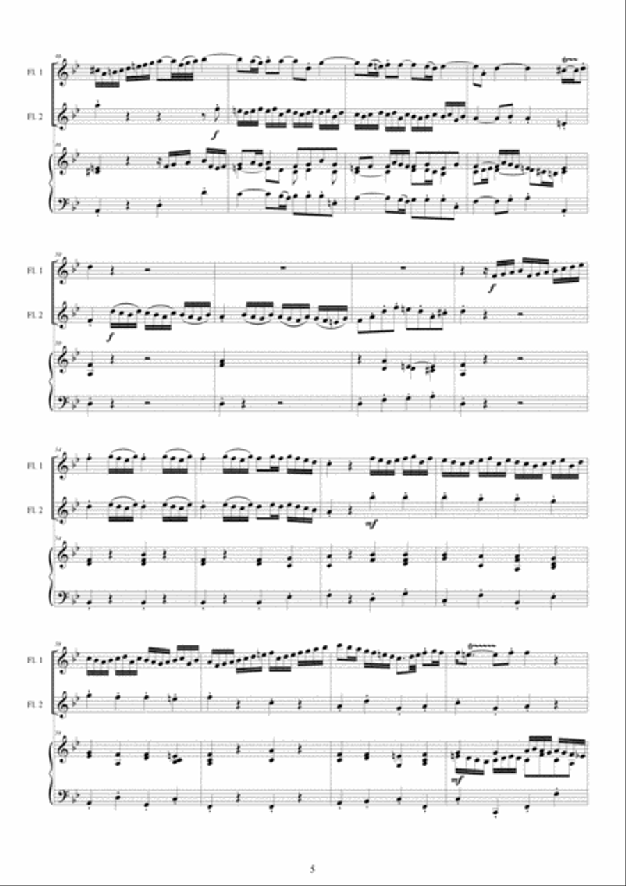 Handel - Concerto in G minor HWV 287 for Two Flutes and Piano - Score and Parts Flute Duet scores gallery preview page 5