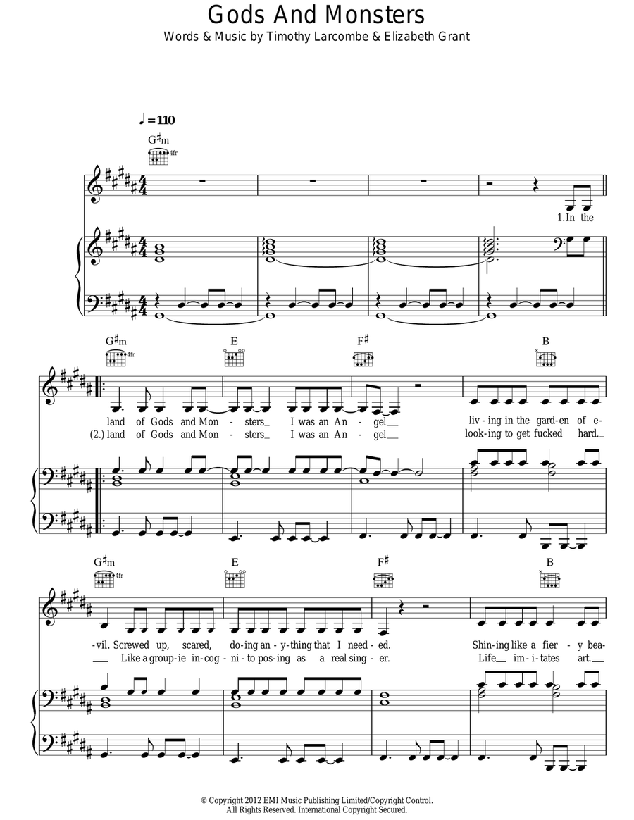 Gods And Monsters Gods And Monsters Guitar scores gallery preview page 1
