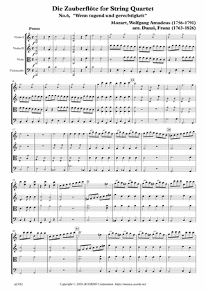 "Die Zauberflöte" for String Quartet, No.6, "Wenn tugend und gerechtigkeit"