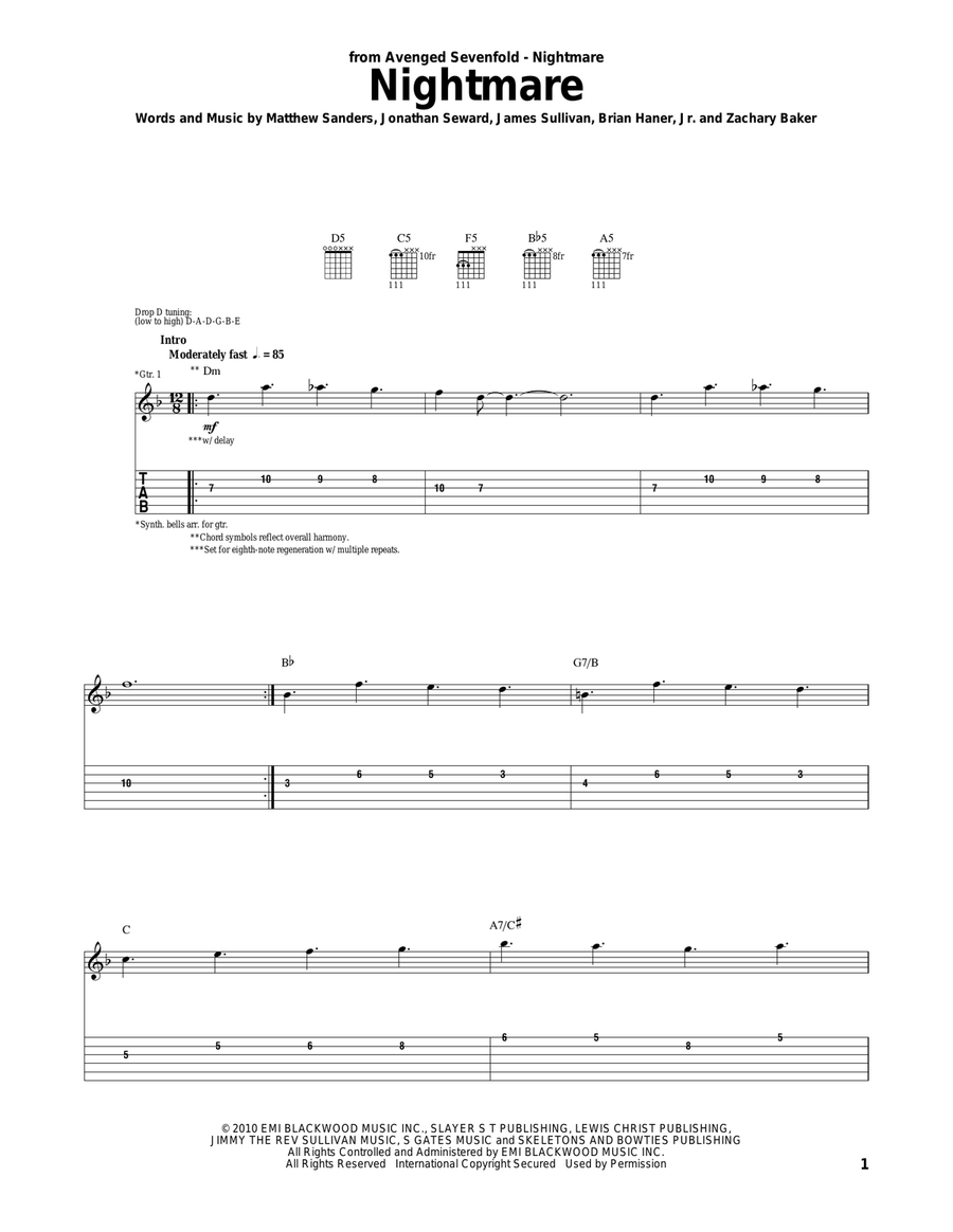 Nightmare Acoustic Guitar scores gallery preview page 1