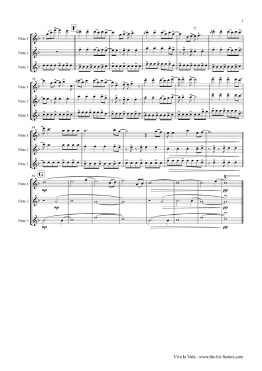 Viva La Vida Flute Trio scores gallery preview page 3