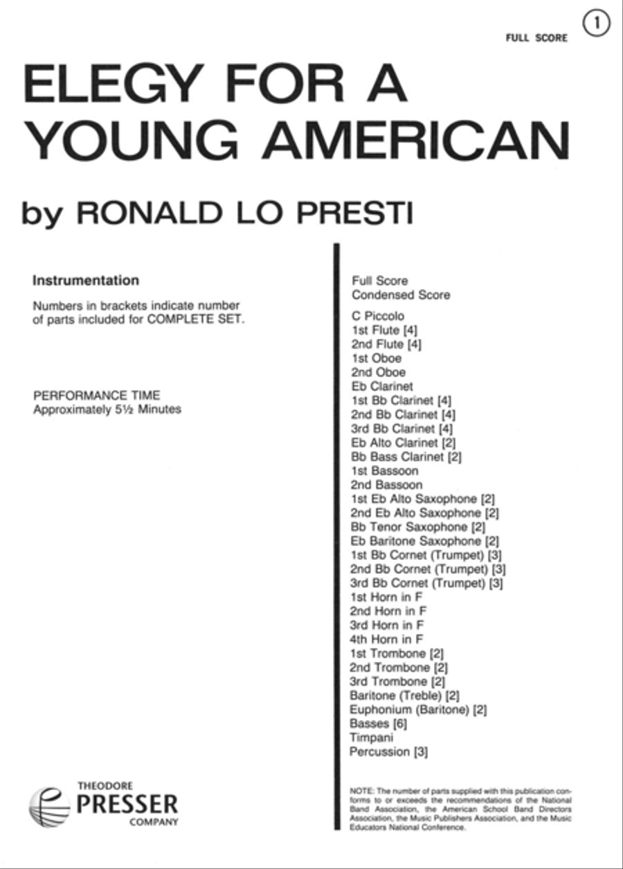 Elegy For A Young American Concert Band scores gallery preview page 1
