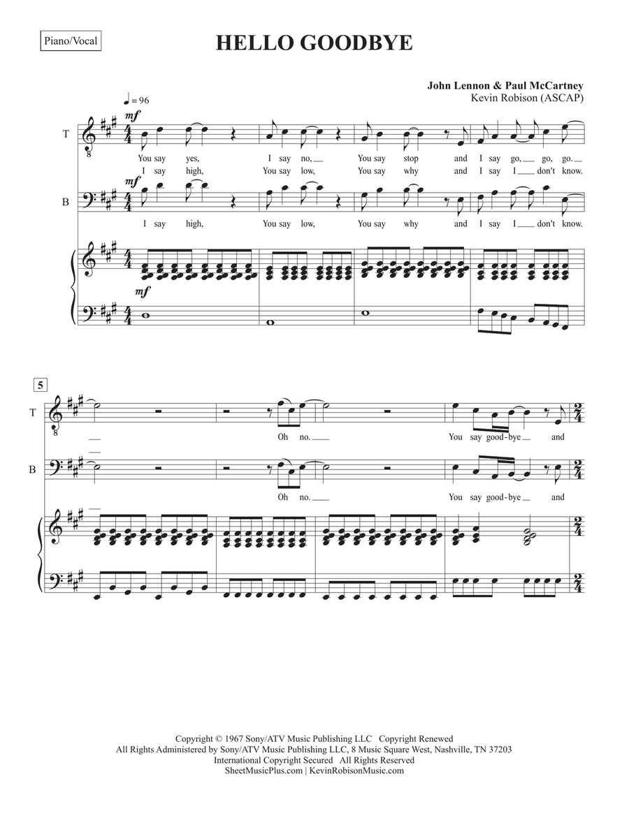 Hello, Goodbye TTBB scores gallery preview page 1