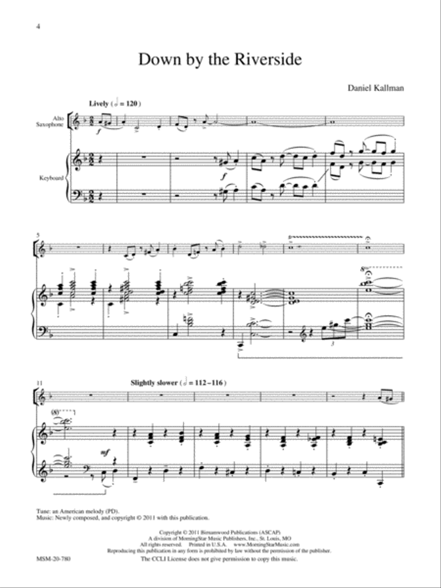 Down by the Riverside Six Songs for Saxophone & Piano Alto Saxophone scores gallery preview page 3