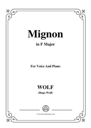 Book cover for Wolf-Mignon in F Major,for Voice and Piano