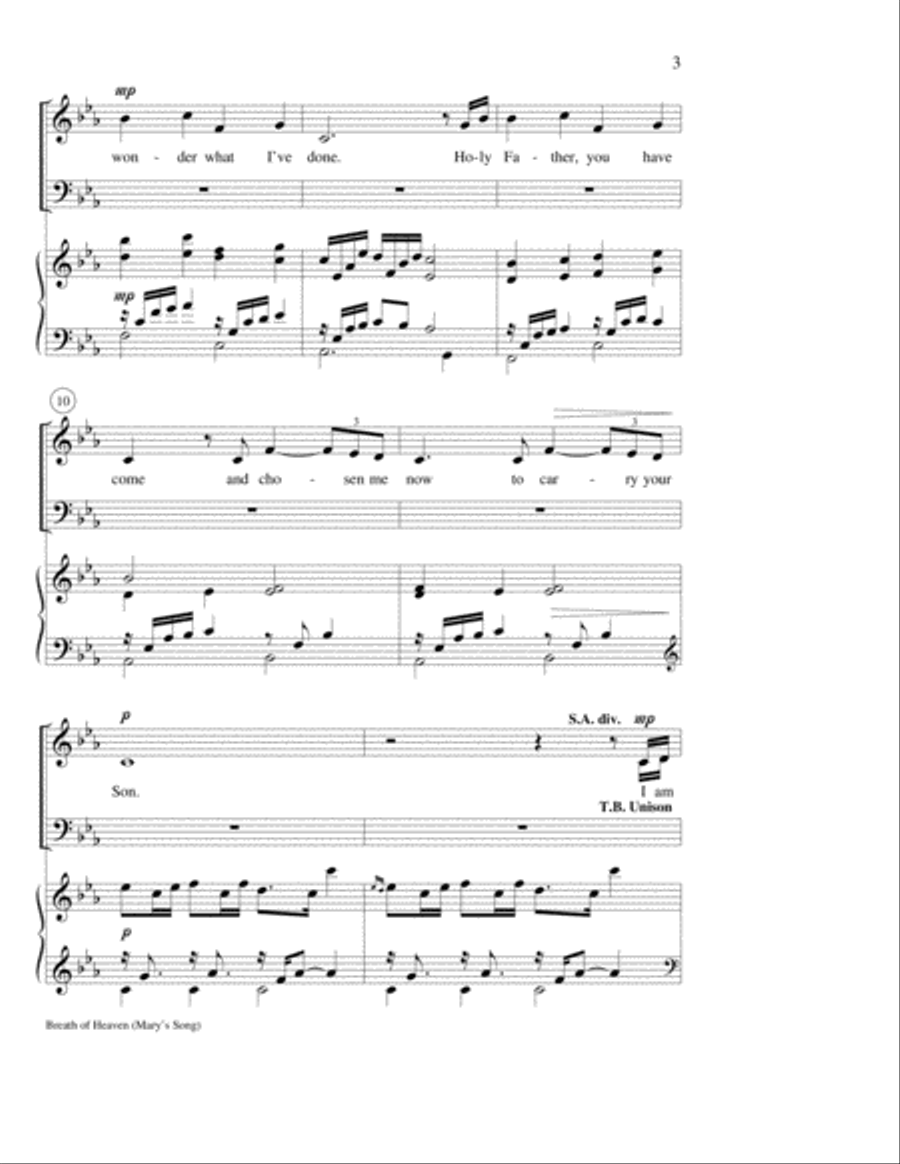 Breath of Heaven (Mary's Song) 4-Part scores gallery preview page 3