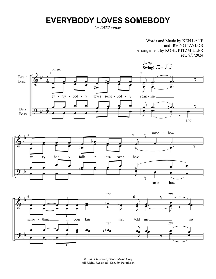 Everybody Loves Somebody 4-Part scores gallery preview page 2