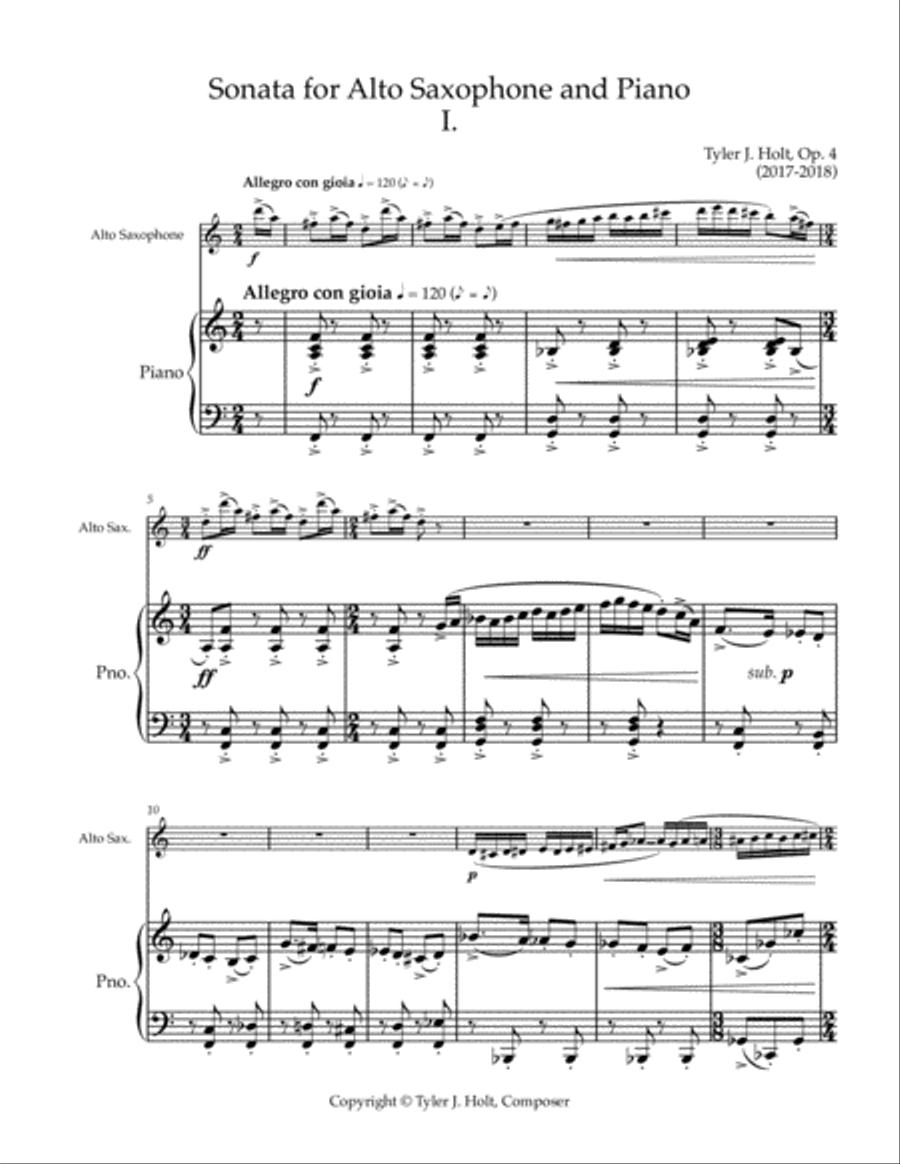 Sonata for Alto Saxophone and Piano, Op. 4 Woodwind Duet scores gallery preview page 2