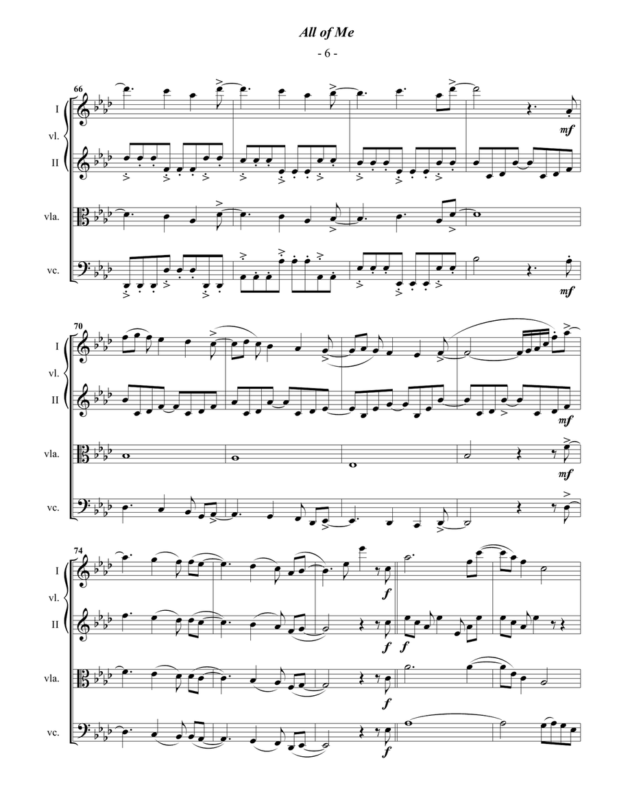 All Of Me String Quartet scores gallery preview page 6
