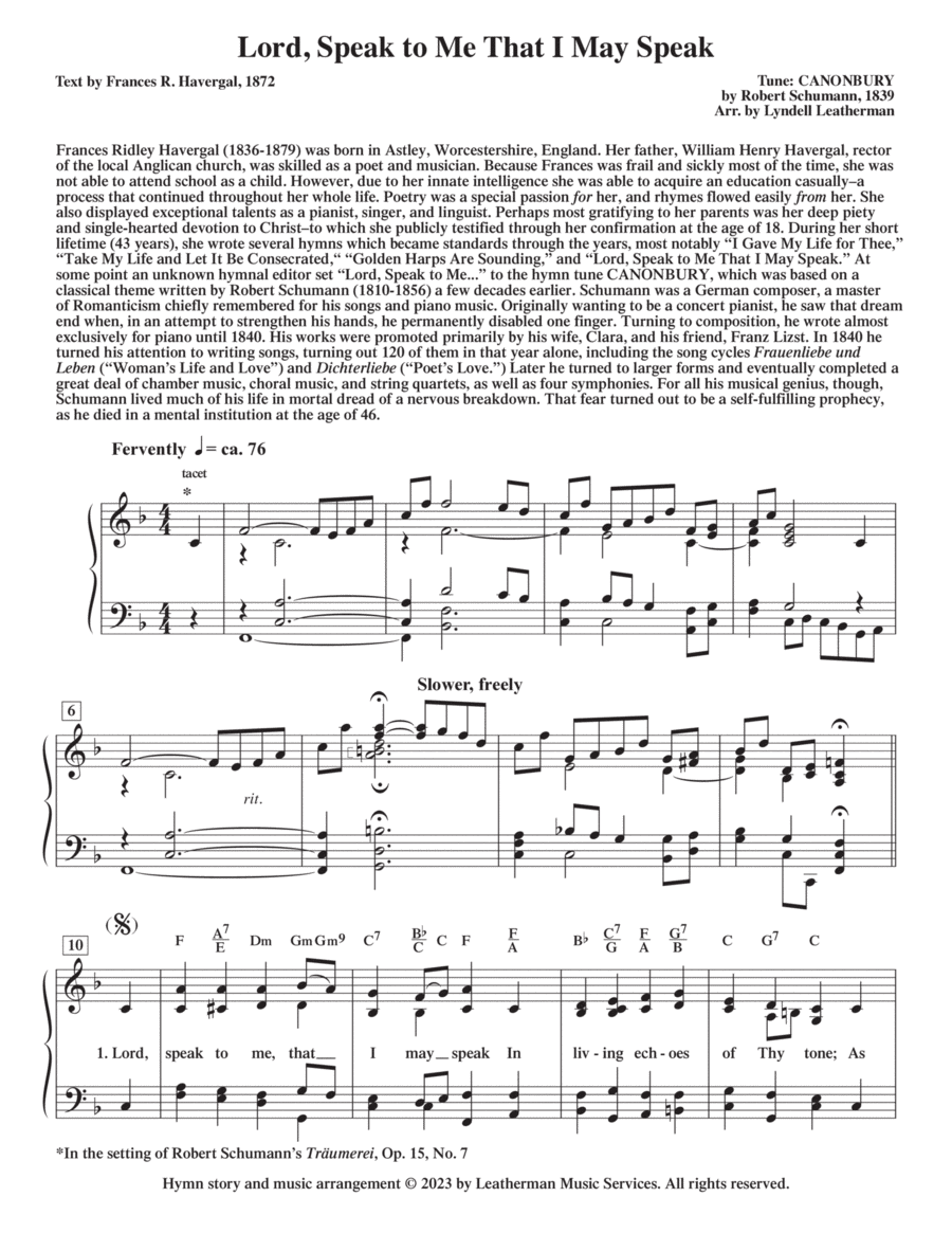 Lord, Speak to Me That I May Speak Piano, Vocal, Guitar scores gallery preview page 1