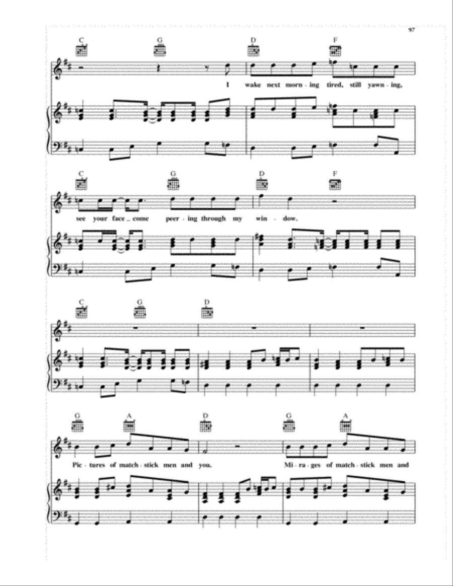 Pictures Of Matchstick Men Piano, Vocal, Guitar scores gallery preview page 2