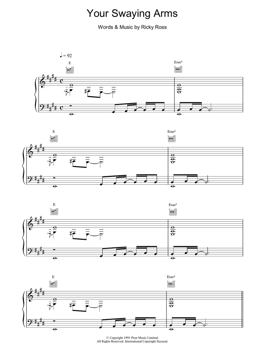 Your Swaying Arms Piano, Vocal, Guitar scores gallery preview page 1