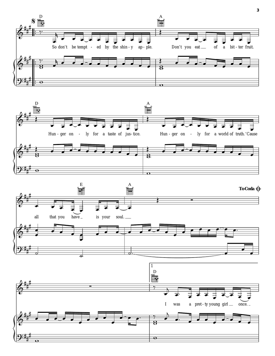 All That You Have Is Your Soul Piano, Vocal, Guitar scores gallery preview page 3