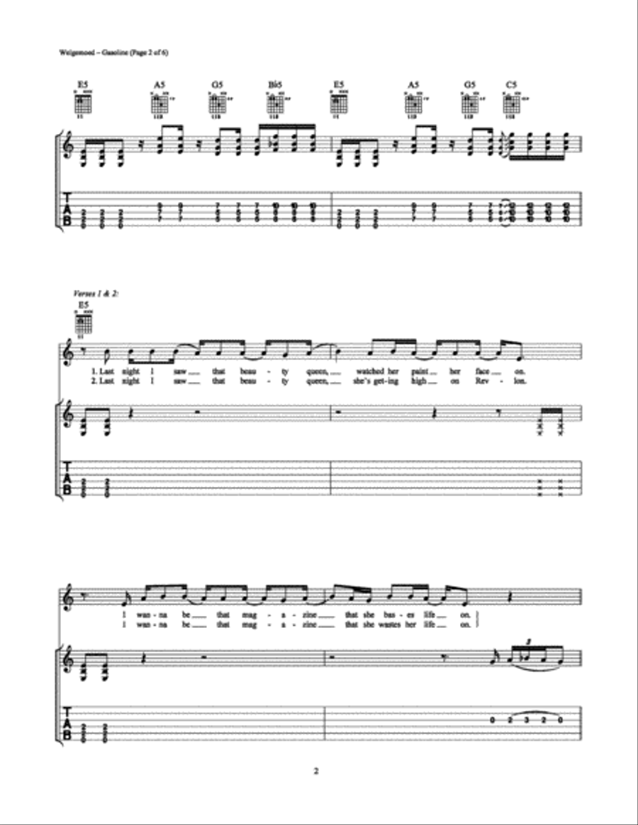 Gasoline Gasoline Electric Guitar scores gallery preview page 2