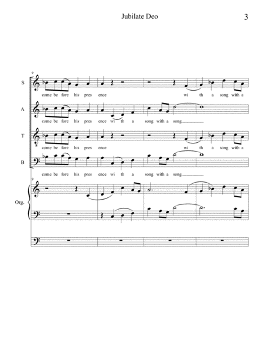 Jubilate Deo for SATB & organ 4-Part scores gallery preview page 3
