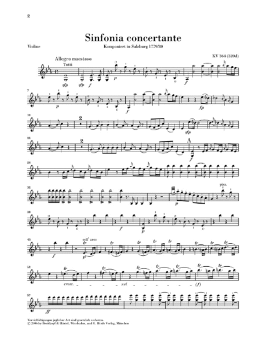 Sinfonia Concertante Eb Major K.364 Violin scores gallery preview page 5